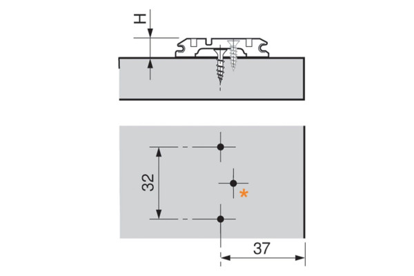 Placuta balama CLIP, in cruce, inaltare 3mm, 173H7130