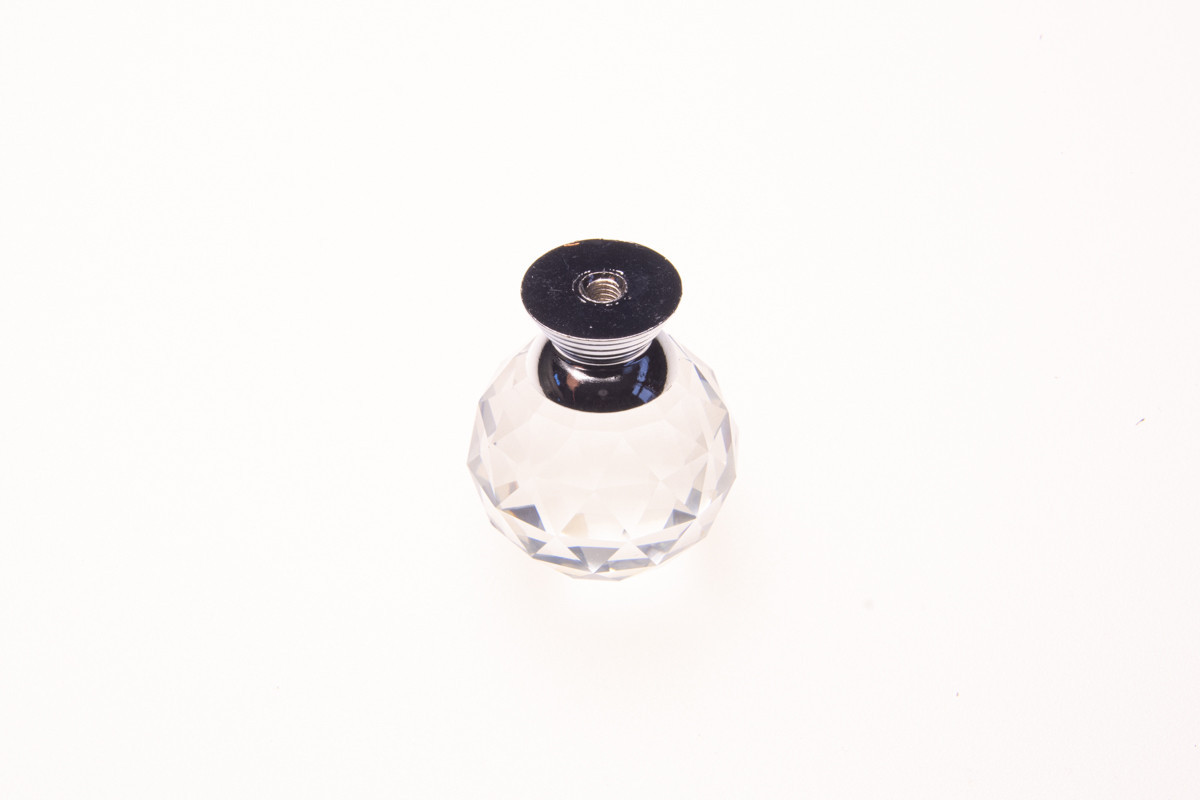 BUTON STICLA MARE ARGINTIU